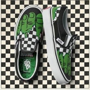 Vans Classic Slip On Marvel Hulk/Checkerboard Skate Shoes 3 UNISEX